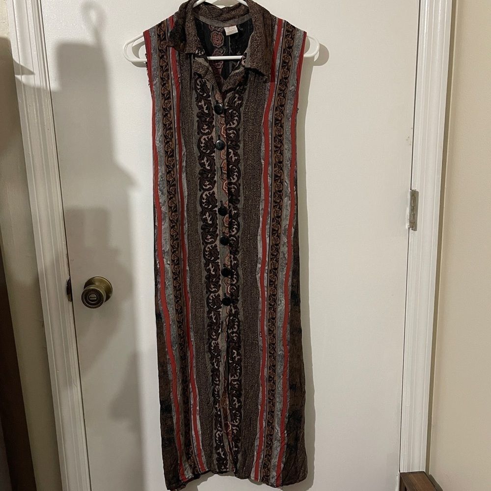 Vintage Judy's Fashion Striped Sleeveless Dress size M